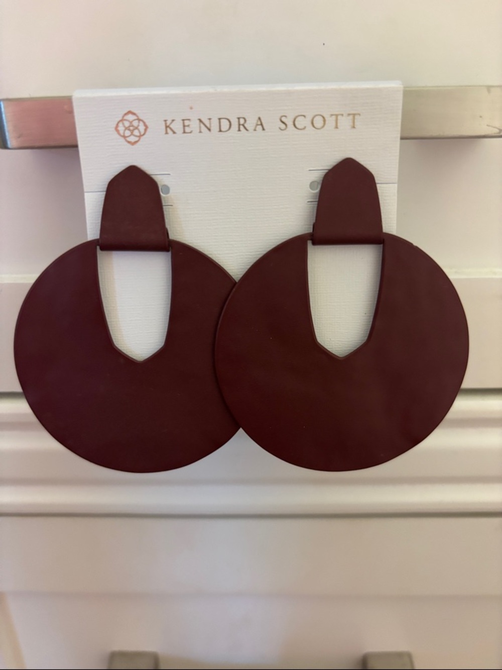 Kendra Scott Deep Burgundy Round Drop Earrings